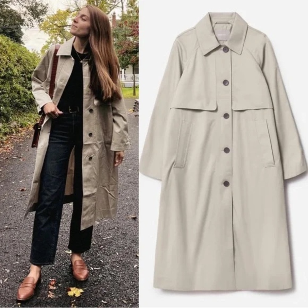 Everlane Women's Light Gray/Beige Trench Coat